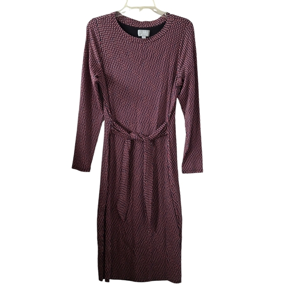 Pure Collection Sz 8/10 Crew-neck Long-Sleeve Tie-Front Lined Jersey Midi Dress - Picture 4 of 16
